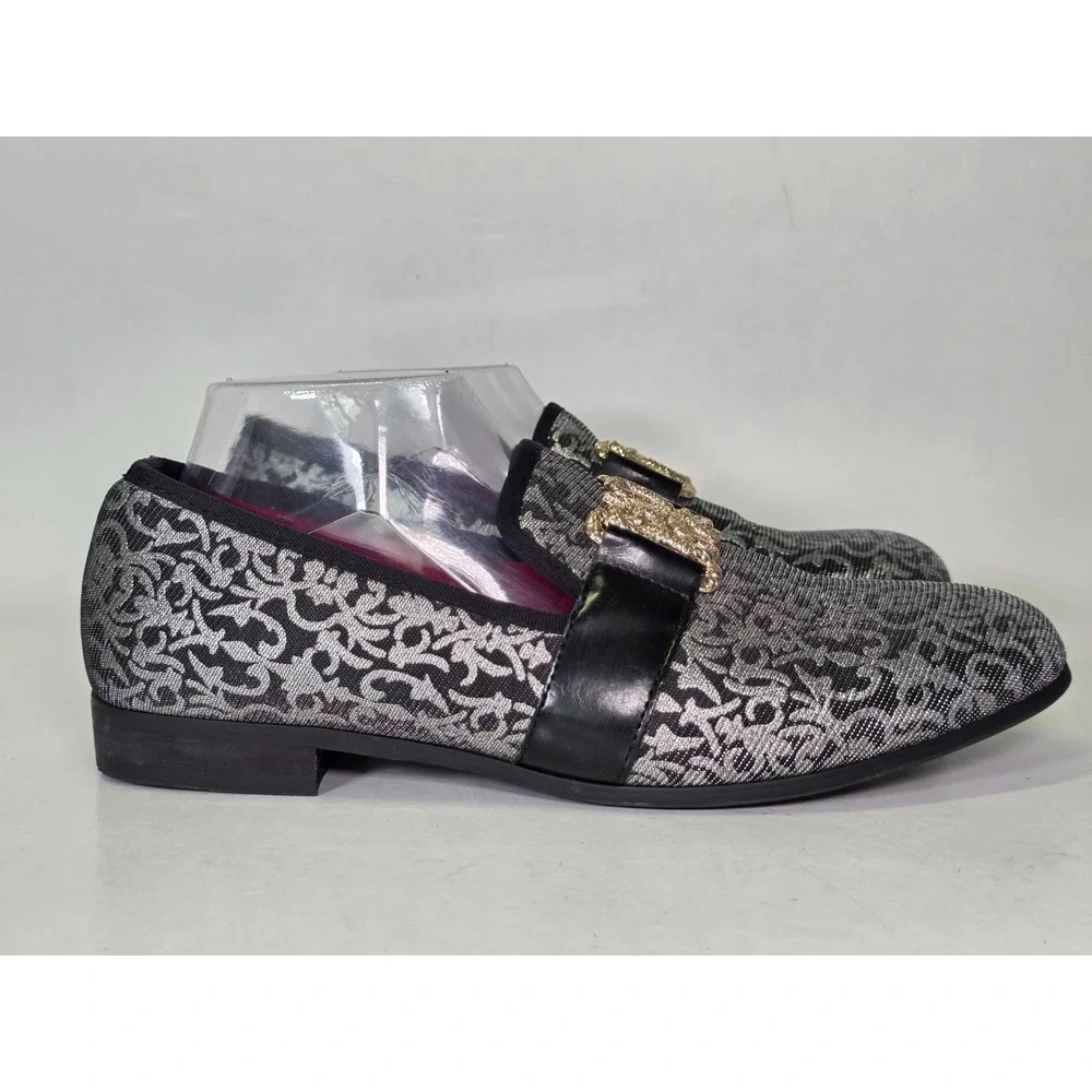 Meijiana Men's Loafers Size 8 Silver Black Gold Snake Slip On Dress Shoes‎